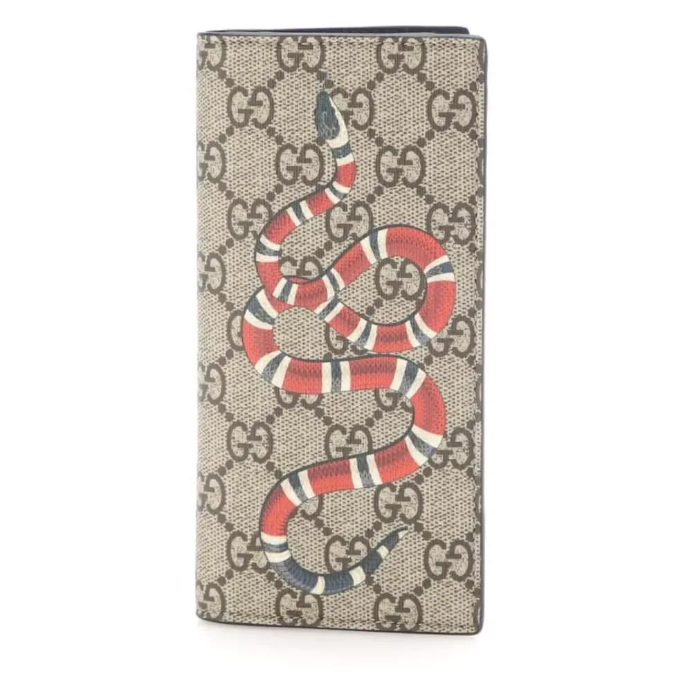 Gucci Long Wallet KINGSNAKE PRINT GG SUPREME LONG WALLET Beige - Picture 2 of 5